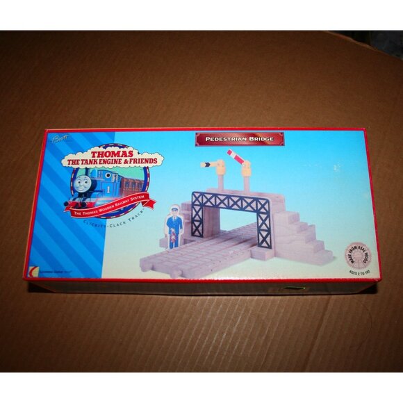 Fisher-Pri - Wacky Track Bridge - Thomas & Friends(TM  Vtg Thomas The Train & Friends Wood Pedestrain Bridge Clickity Clack Track 1996